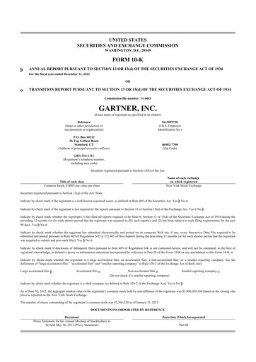 Thumbnail Gartner 10-K Annual Report 2012