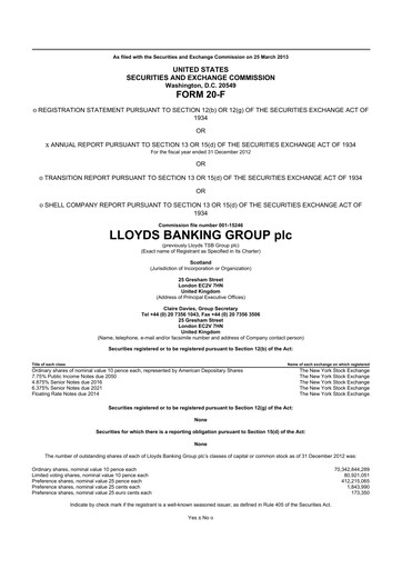 Thumbnail Lloyds Banking Group
 20-F Annual Report 