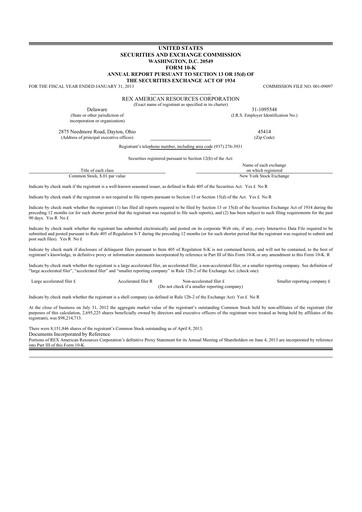 Thumbnail REX American Resources
 10-K Annual Report 2012