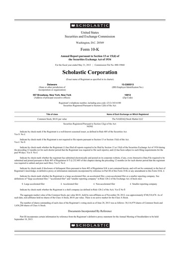 Thumbnail Scholastic 10-K Annual Report 2013