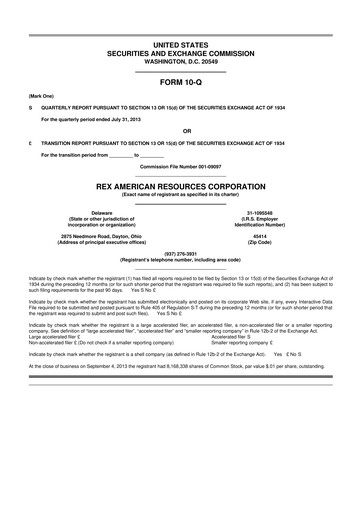 Thumbnail REX American Resources
 10-Q Quarterly Report FY 