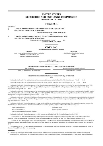 Thumbnail Coty 10-K Annual Report 