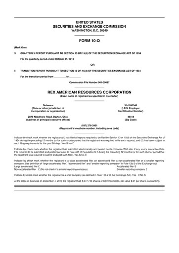 Thumbnail REX American Resources
 10-Q Quarterly Report FY 