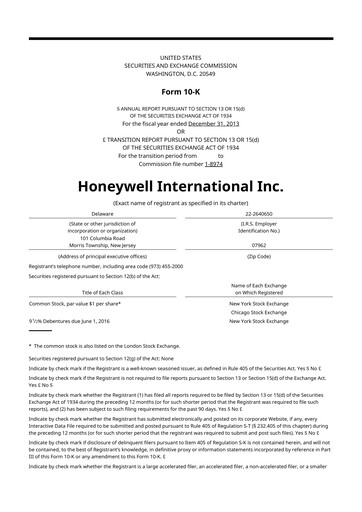 Thumbnail Honeywell 10-K Annual Report 2013