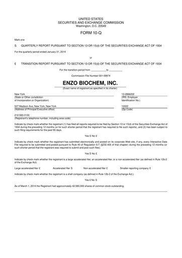 Thumbnail Enzo Biochem 10-Q Quarterly Report FY 