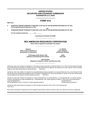 Thumbnail REX American Resources
 10-Q Quarterly Report FY 