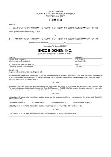 Thumbnail Enzo Biochem 10-Q Quarterly Report FY 