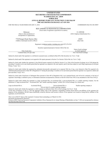 Thumbnail REX American Resources
 10-K Annual Report 2015