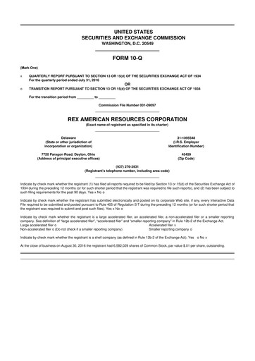 Thumbnail REX American Resources
 10-Q Quarterly Report FY 