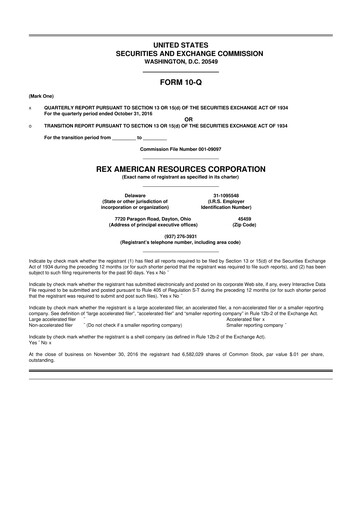 Thumbnail REX American Resources
 10-Q Quarterly Report FY 