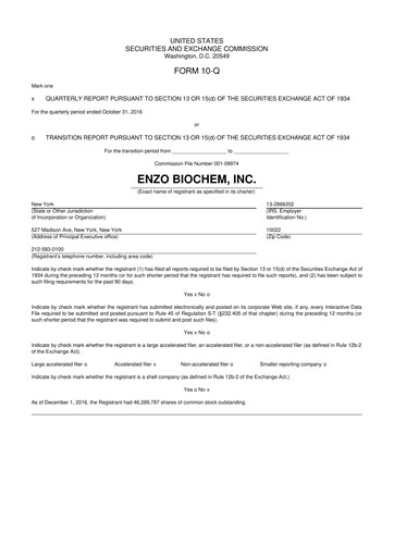 Thumbnail Enzo Biochem 10-Q Quarterly Report FY 