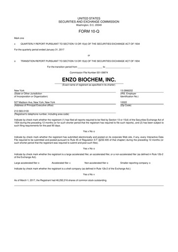 Thumbnail Enzo Biochem 10-Q Quarterly Report FY 