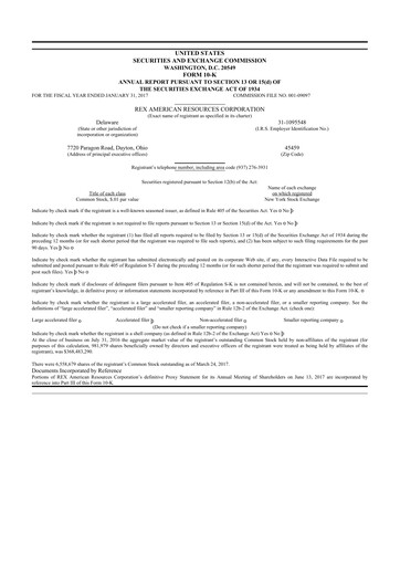 Thumbnail REX American Resources
 10-K Annual Report 2016