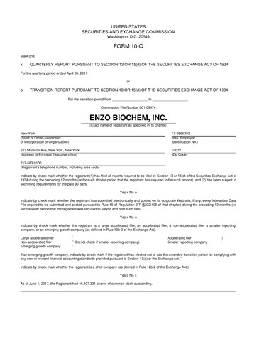 Thumbnail Enzo Biochem 10-Q Quarterly Report FY 