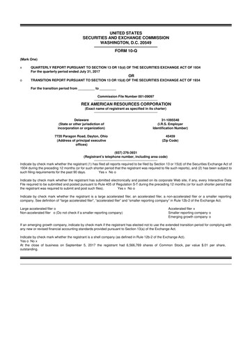 Thumbnail REX American Resources
 10-Q Quarterly Report FY 