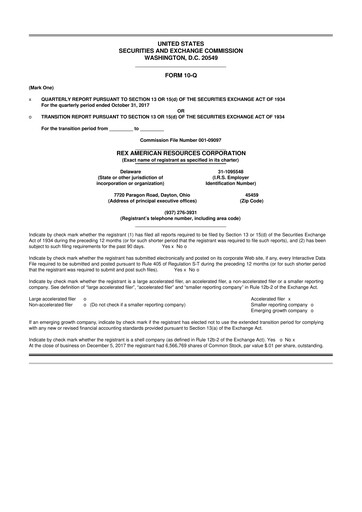 Thumbnail REX American Resources
 10-Q Quarterly Report FY 