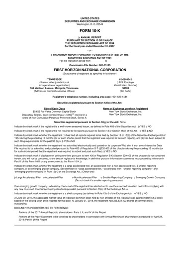 Thumbnail First Horizon Corporation 10-K Annual Report 2017