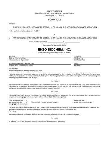 Thumbnail Enzo Biochem 10-Q Quarterly Report FY 