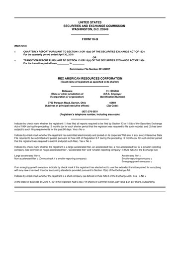Thumbnail REX American Resources
 10-Q Quarterly Report FY 