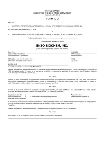 Thumbnail Enzo Biochem 10-Q Quarterly Report FY 