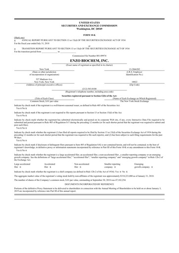 Thumbnail Enzo Biochem 10-K Annual Report 2018