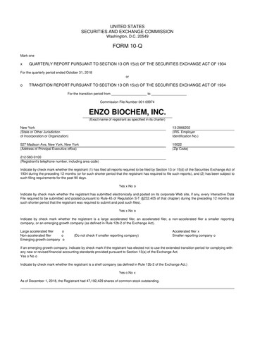 Thumbnail Enzo Biochem 10-Q Quarterly Report FY 
