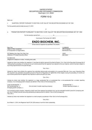 Thumbnail Enzo Biochem 10-Q Quarterly Report FY 
