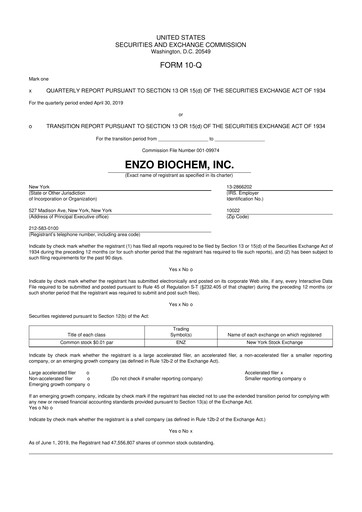 Thumbnail Enzo Biochem 10-Q Quarterly Report FY 