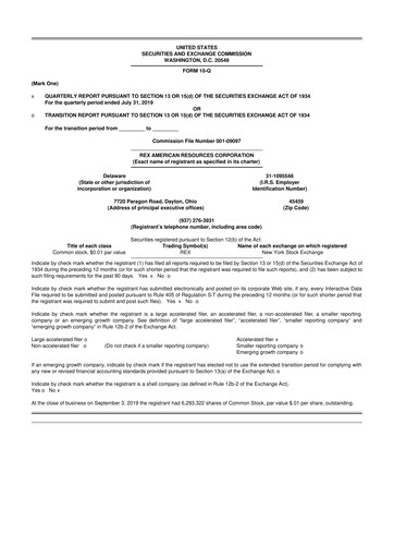 Thumbnail REX American Resources
 10-Q Quarterly Report FY 