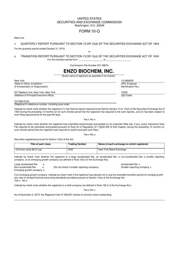 Thumbnail Enzo Biochem 10-Q Quarterly Report FY 