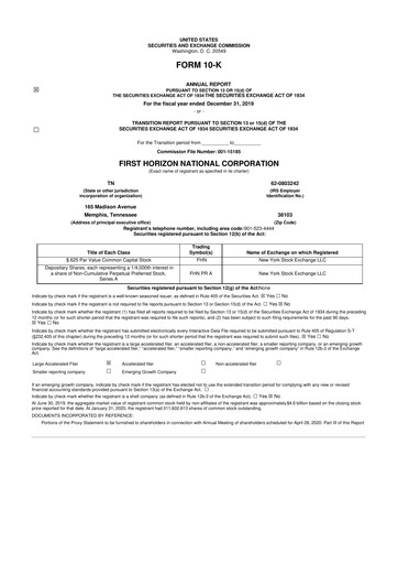 Thumbnail First Horizon Corporation 10-K Annual Report 2019