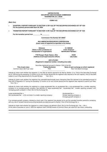 Thumbnail REX American Resources
 10-Q Quarterly Report FY 