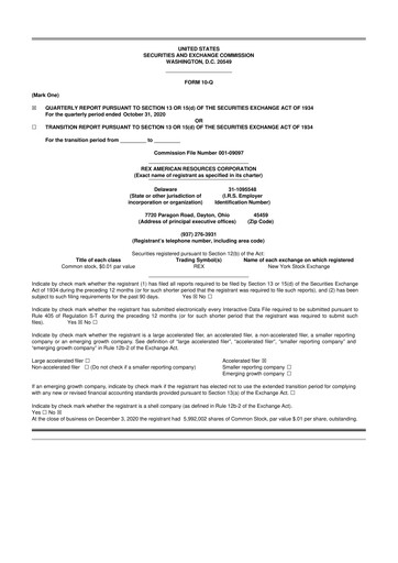 Thumbnail REX American Resources
 10-Q Quarterly Report FY 