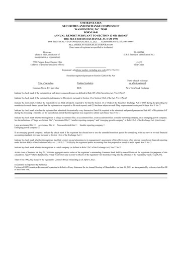 Thumbnail REX American Resources
 10-K Annual Report 2020