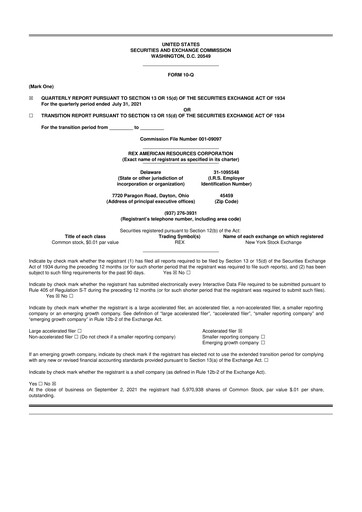 Thumbnail REX American Resources
 10-Q Quarterly Report FY 
