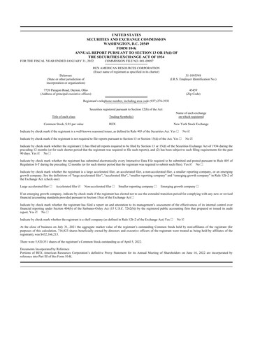 Thumbnail REX American Resources
 10-K Annual Report 2022