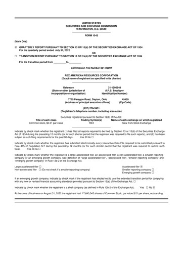 Thumbnail REX American Resources
 10-Q Quarterly Report FY 