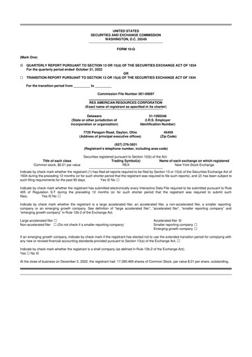 Thumbnail REX American Resources
 10-Q Quarterly Report FY 