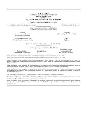 Thumbnail REX American Resources
 10-K Annual Report 2022