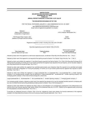 Thumbnail REX American Resources
 10-K Annual Report 