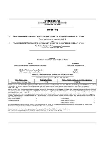 Thumbnail Kforce 10-Q Quarterly Report FY2019 