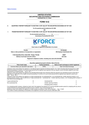 Vorschaubild Kforce 10-Q Quartalsbericht 2026 