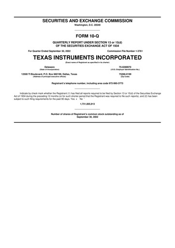 Miniature Texas Instruments 10-Q Rapport trimestriel  