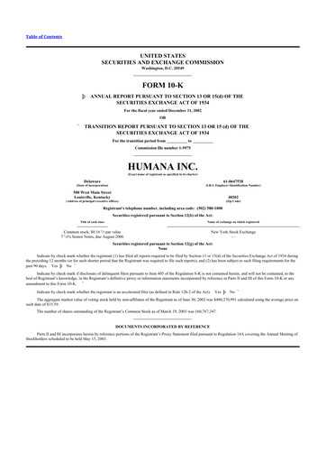 Thumbnail Humana 10-K Annual Report 