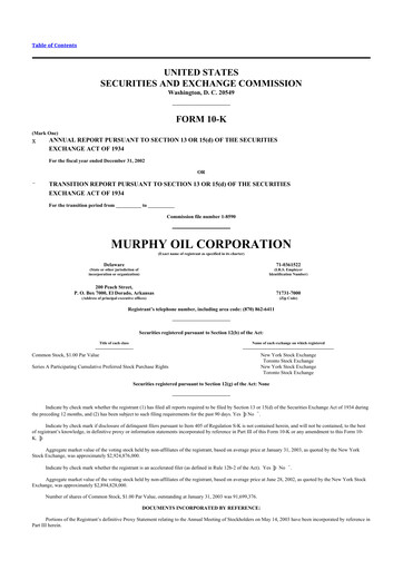 Thumbnail Murphy Oil
 10-K Annual Report 