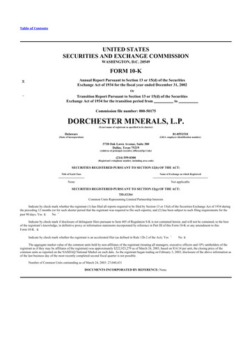 Thumbnail Dorchester Minerals 10-K Annual Report 
