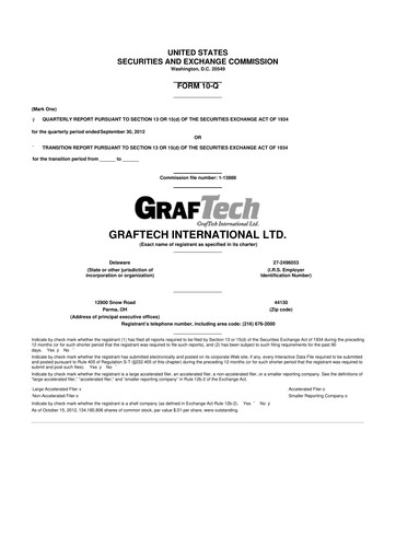 Miniature GrafTech 10-Q Rapport trimestriel 2012 