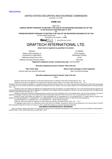 Miniature GrafTech 10-K Rapport annuel 2012