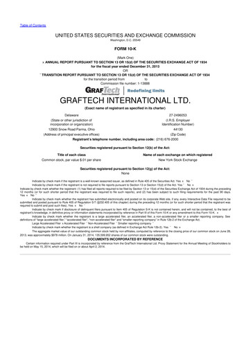 Miniature GrafTech 10-K Rapport annuel 2013