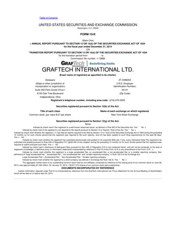 Miniature GrafTech 10-K Rapport annuel 2014